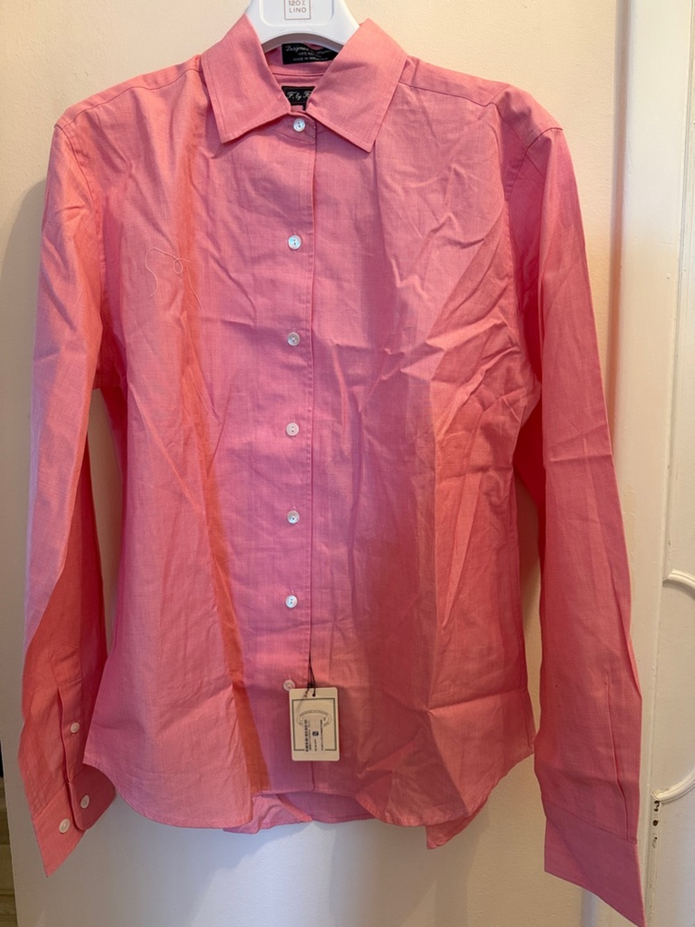 Faconnable Pink Cotton Long-Sleeve Dress Shirt size M